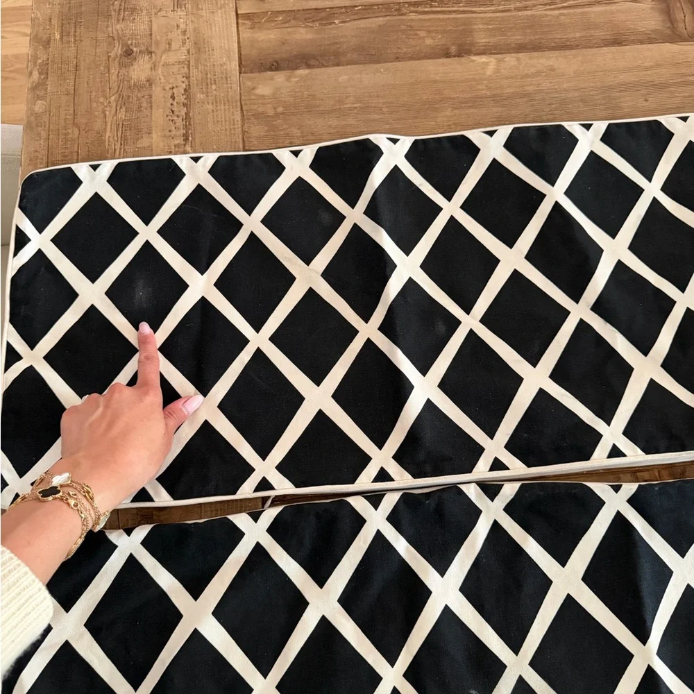 2 Serena and Lily Black & White Lattice pillow covers double sided